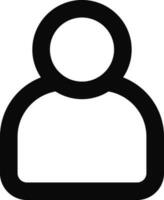 plano estilo usuario icono en negro línea Arte. vector