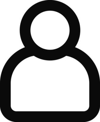 Flat style User icon in black line art.