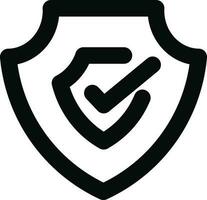 Line art illustration of Check or Confirm Security Shield icon. vector