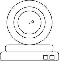 Black line art illustration of a web camera icon. vector