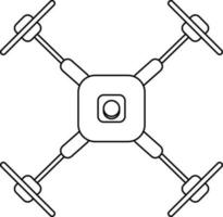 Illustration of a drone camera in black line art. vector