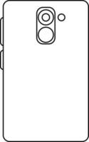 Back side of mobilephone camera in black line art. vector