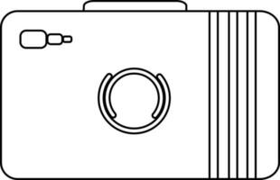 Black line art camera in flat style. vector