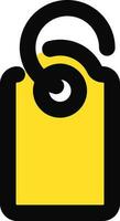 Isolated Tag icon in yellow and black color. vector