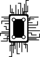 Black and White AI or Processor chip icon in flat style. vector