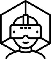 Line art illustration of virtual reality man icon. vector