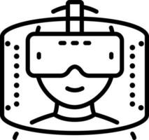 Line art illustration of virtual man watching screen icon. vector