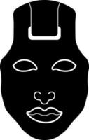 Illustration of black robotic face. Glyph icon or symbol. vector