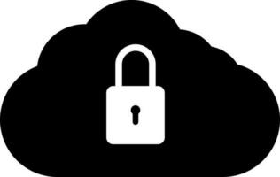 Cloud data or server security icon in flat style. vector