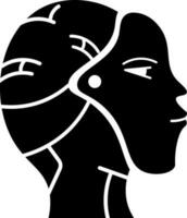 Black and White robot face in flat style. Glyph icon or symbol. vector