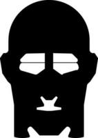 Black and White robot face in flat style. Glyph icon or symbol. vector