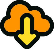 Cloud Download icon in orange and yellow color. vector