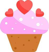 Colorful loving cupcake icon in flat style. vector