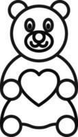 Line art teddy bear icon in flat style. vector