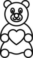 Line art teddy bear icon in flat style. vector