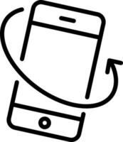 Mobile rotate icon in thin line art. vector