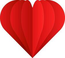 Red paper cut heart shape on white background. vector