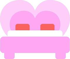 Pink heart shape bed icon in flat style. vector