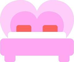 Pink heart shape bed icon in flat style. vector