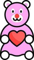 Cute teddy bear icon in pink and red color. vector