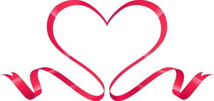 Heart shape made by red ribbon on white background. vector