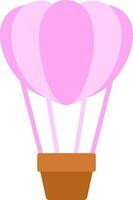 Hot air balloon icon in pink and brown color. vector