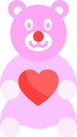 Cute teddy bear icon in pink and red color. vector