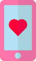 Heart symbol on smartphone icon in flat style. vector
