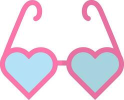 Heart shape eyeglasses icon in pink and blue color. vector