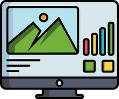 Financial Graph Chart on Computer Screen icon in colorful color. vector