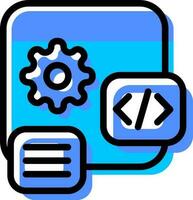 ajuste web codificación o programación icono en azul y negro color. vector