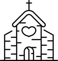 Flat style church icon in line art. vector