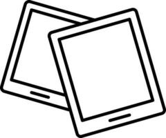 Blank photo frame icon in black line art. vector