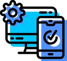 Setting or Development Smartphone and Computer icon in flat style. vector