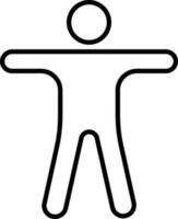 Character of a faceless man stretching arms pose. vector