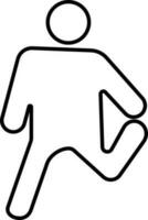 Character of a faceless running man in black line art. vector