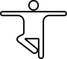 Character of a faceless man balancing position in black line art. vector