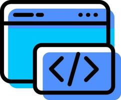 Web Coding or Programming icon in blue and black color. vector