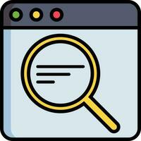 Search or Zoom tool on web page icon in flat style. vector