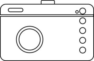 Black line art camera in flat style. vector