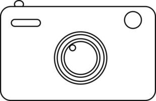 Flat style camera in line art illustration. vector