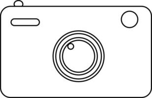 Flat style camera in line art illustration. vector