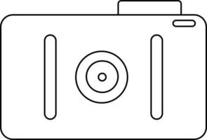 Black line art illustration of a camera. vector