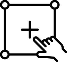 Add button with cursor hand icon in line art. vector