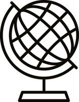 Globe on stand icon black in line art. vector