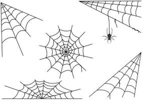 set spider web element for halloween design vector