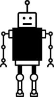 negro y blanco robot icono en plano estilo. vector