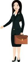 Beautiful business woman standing with a briefcase. vector