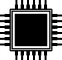 Black and White AI processor chip icon in flat style. vector