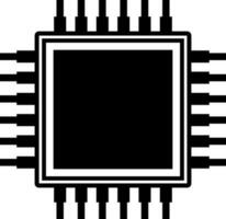 Black and White AI processor chip icon in flat style. vector